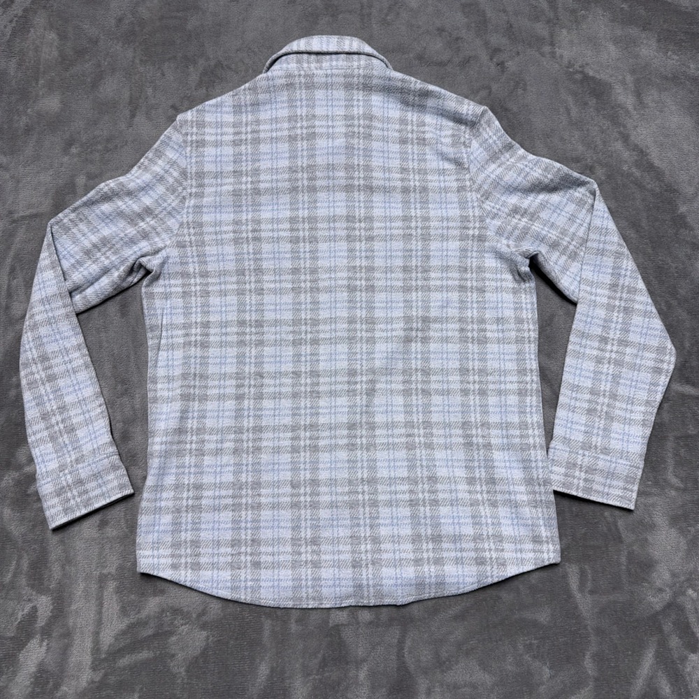 Faherty Legend Sweater Shirt Mens Medium Blue Grey Knit Flannel Stretch Button - Picture 4 of 11